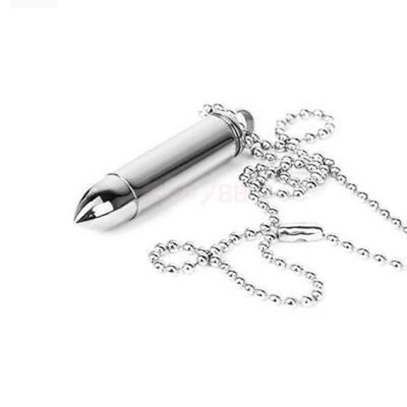 STAINLESS STEEL PILL CASE/ASH URN BULLET NECKLACE - Picture 4 of 6